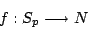 \begin{displaymath}f: S_p \longrightarrow \mathbb{N}\end{displaymath}