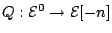 $Q:{\mathcal{E}}^0\to {\mathcal{E}}[-n]$