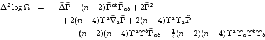 \begin{displaymath}
\raisebox{-10pt}{\makebox[0pt]{$\begin{array}{rcl}\Delta^2\l...
...-2)(n-4)\Upsilon^a\Upsilon_a\Upsilon^b\Upsilon_b
\end{array}$}}\end{displaymath}