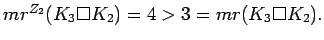 $ mr^{Z_2}(K_3\Box K_2)=4>3=mr(K_3\Box K_2).$