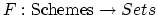 $ F:
\mathrm{Schemes} \rightarrow {Sets}$