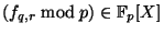 $ (f_{q,r} \bmod p) \in \mathbb{F}_p[X]$