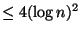$ \leq 4(\log n)^2$