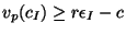 $ v_p(c_I) \geq r\epsilon_I-c$