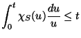 $\displaystyle \int_0^t \chi_S(u) \frac{du}{u} \leq t $