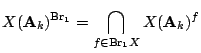 $\displaystyle X(\mathbf A_k)^{{\mathrm{Br}}_1}=\bigcap_{f \in {\mathrm{Br}}_1 X} X(\mathbf A_k)^f $