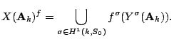 $\displaystyle X(\mathbf A_k)^f = \bigcup_{\sigma \in H^1(k,S_0)}
f^\sigma(Y^{\sigma}(\mathbf A_k)). $