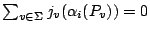 $ \sum_{v \in \Sigma} j_v(\alpha_i(P_v))=0$