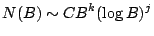 $\displaystyle N(B) \sim CB^k(\log B)^j $