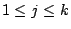 $ 1 \leq j \leq k$