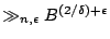 $ \gg_{n,\epsilon} B^{(2/\delta)+\epsilon}$