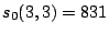 $ s_0(3,3)=831$