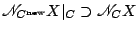 $ \mathscr{N}_{C^{\text{new}}} X\vert _C \supset \mathscr{N}_C X$