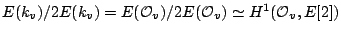 $ E(k_v)/2E(k_v) = E(\mathcal{O}_v)/2E(\mathcal{O}_v) \simeq H^1(\mathcal{O}_v,E[2])$