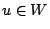 $u\in W$