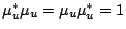 $\mu^*_u\mu_u=\mu_u\mu^*_u=1$