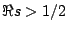 $\Re s>1/2$