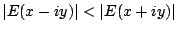 $\vert E(x-iy)\vert<\vert E(x+iy)\vert$
