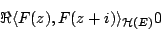\begin{displaymath}\Re \langle F(z), F(z+i)\rangle_{\mathcal H(E)}\geqslant 0 \end{displaymath}