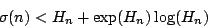 \begin{displaymath}
\sigma(n) < H_n + \exp(H_n)\log(H_n)
\end{displaymath}