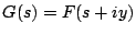 $G(s)=F(s+iy)$