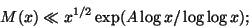 \begin{displaymath}
M (x) \ll x^{1/2} \exp (A \log x/\log\log x);
\end{displaymath}