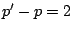 $p'-p=2$