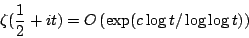 \begin{displaymath}
\zeta(\frac12 + it) = O\left(
\exp(c\log t/ \log\log t)
\right)
\end{displaymath}