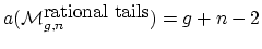 $ a(\mathcal{M}_{g,n}^{\mbox{rational tails}} )=g+n-2$