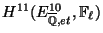 $ H^{11}(E^{10}_{\overline{\mathbb{Q}},et},\mathbb{F}_\ell)$