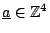 $ \underline{a} \in \mathbb{Z}^4$