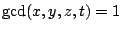 $ \gcd(x,y,z,t)=1$