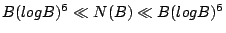 $ B(log B)^6 \ll N(B) \ll
B(log B)^6$