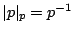 $\vert p\vert _p=p^{-1}$